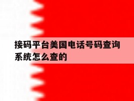 接码平台美国电话号码查询系统怎么查的