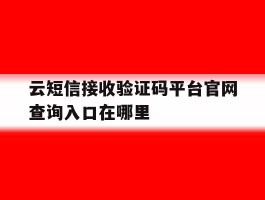 关于云短信接收验证码平台官网查询入口在哪里的信息