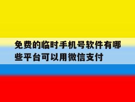 关于免费的临时手机号软件有哪些平台可以用微信支付的信息