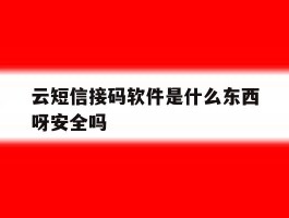 云短信接码软件是什么东西呀安全吗