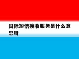 国际短信接收服务是什么意思呀