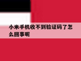 小米手机收不到验证码了怎么回事呢