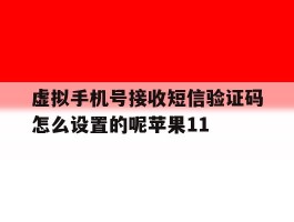 包含虚拟手机号接收短信验证码怎么设置的呢苹果11的词条