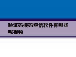 验证码接码短信软件有哪些呢视频