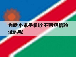 为啥小米手机收不到短信验证码呢