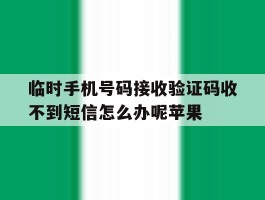 关于临时手机号码接收验证码收不到短信怎么办呢苹果的信息
