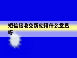 短信接收免费使用什么意思呀