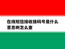 在线短信接收接码号是什么意思啊怎么查