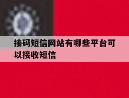 接码短信网站有哪些平台可以接收短信