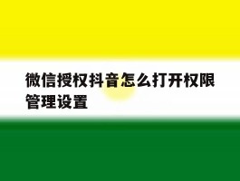 微信授权抖音怎么打开权限管理设置