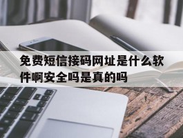 免费短信接码网址是什么软件啊安全吗是真的吗