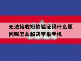 关于无法接收短信验证码什么原因呢怎么解决苹果手机的信息